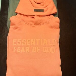 Fear of God Essentials Orange Hoodie and Beanie Set